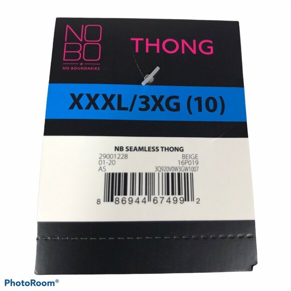 No Boundaries Womens Size XXXL 10 V-Thong Panty Seamless Beige New With Tags - Picture 3 of 8